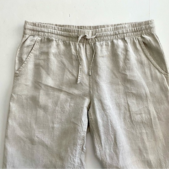 L.L. Bean Cream Beige Linen Straight Wide Leg Pants Size 16 Petite Lagenlook - Picture 5 of 13